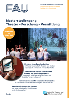 Zum Artikel "ITM: Offene Informationssprechstunde zum Masterstudiengang »Theater – Forschung – Vermittlung« am 23. April 2024, 10:00 Uhr"